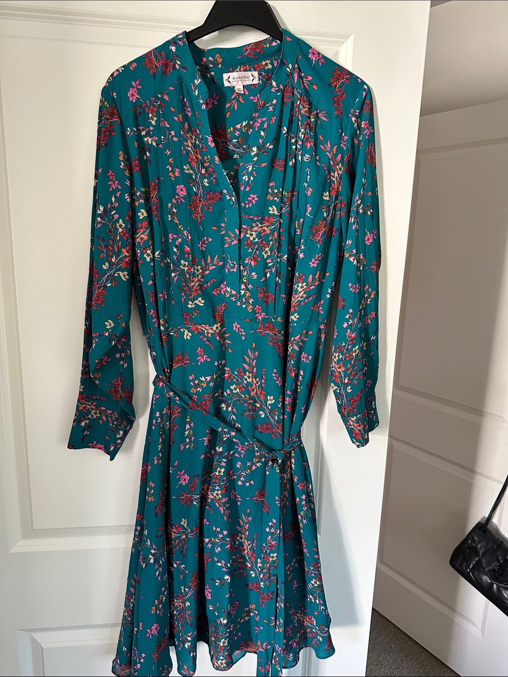 Nanette Lepore Teal Floral Wrap Maxi Dress